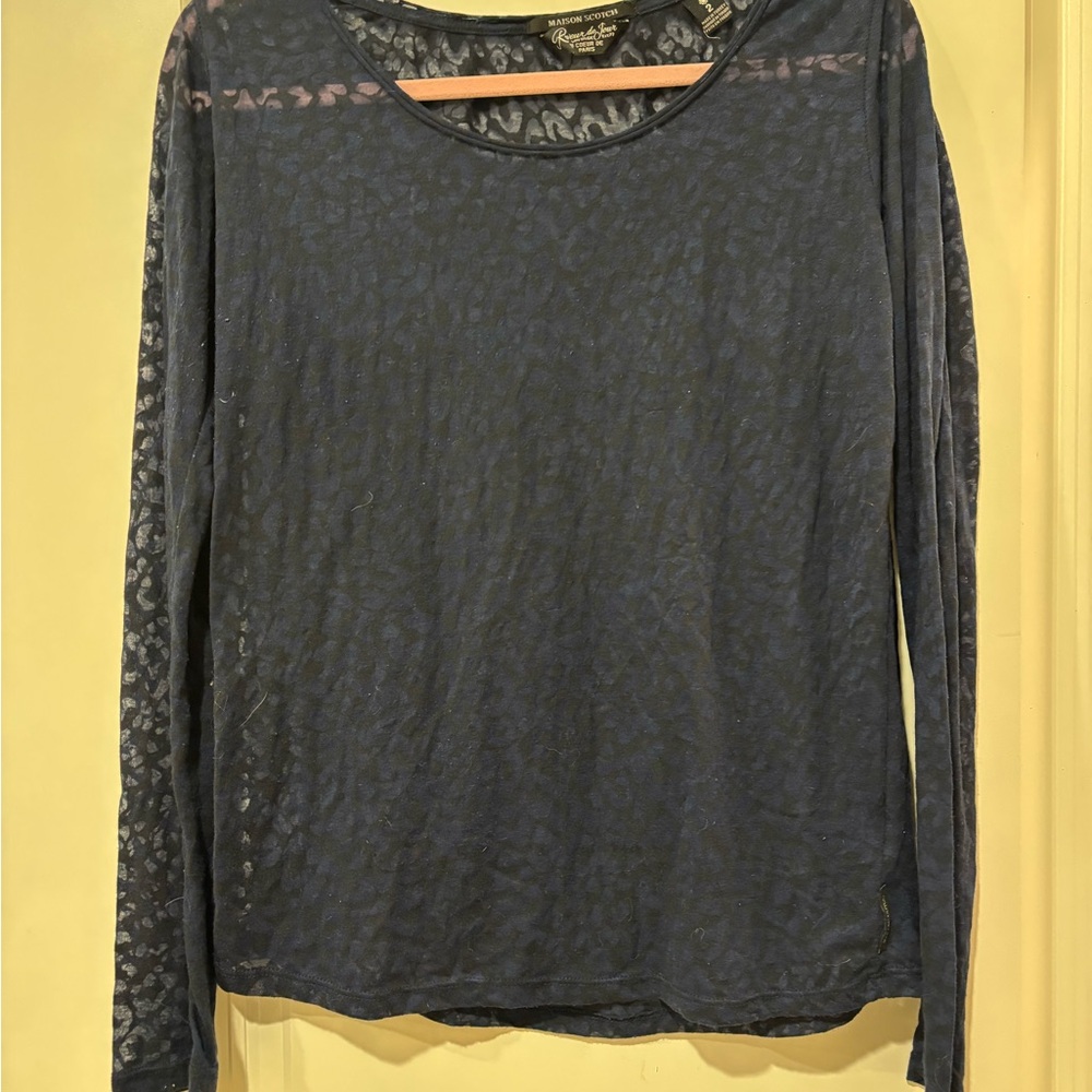 Scotch & Soda Navy Leopard Long Sleeve Size 2 Medium